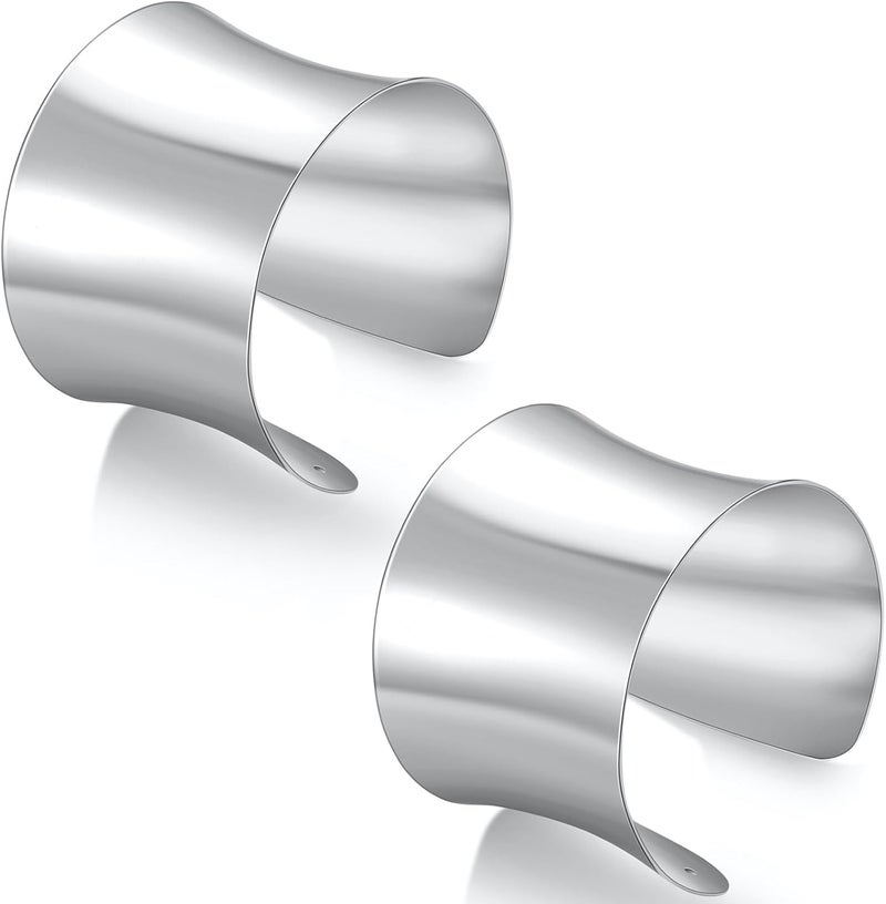 CASDAN 2Pcs Cuff Bangle Bracelets for Women Open Wide Bracelets Adjustable Wrist Cuff Wrap Bracelet - Image 1
